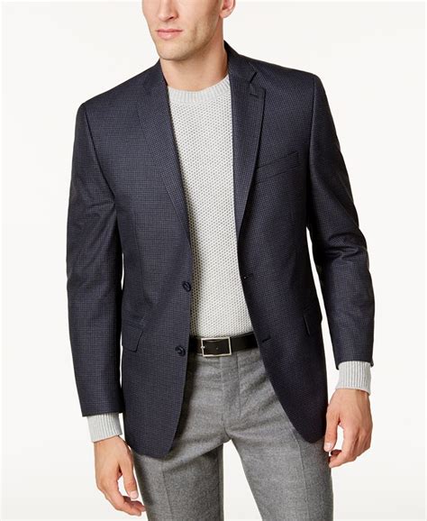 michael kors men's classic fit blue check sport coat